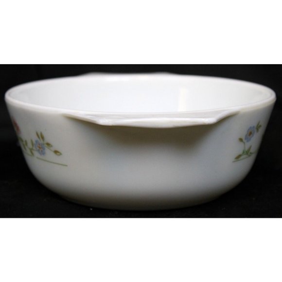 Vtg Pyrex England Cinderella Casserole Dish Handle Bowl Flowers Forget Me Nots - Picture 3 of 9
